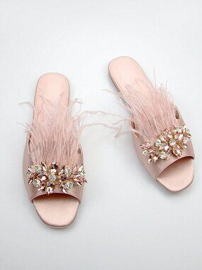 Baby Pink Gorgeous Women's Glamorous Satin Slide Sandals
